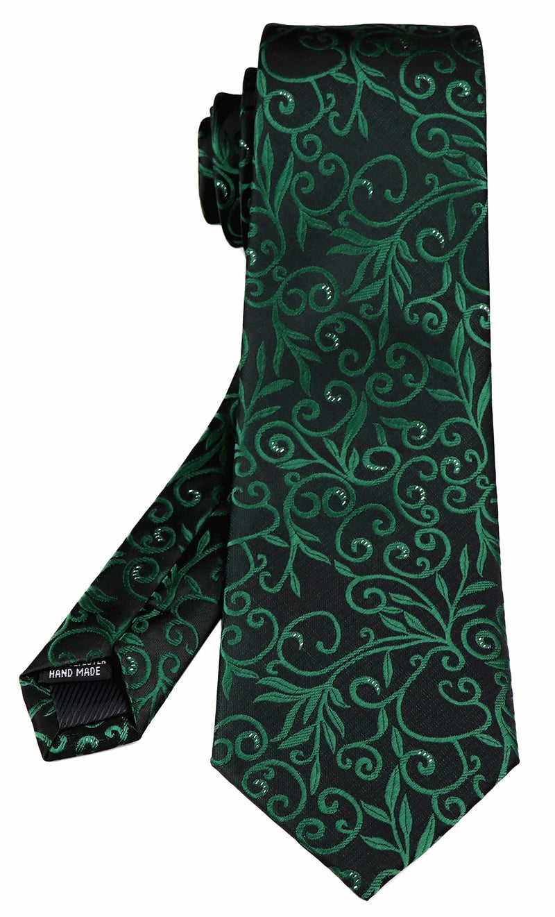 Ctskyte Men Classic Dark Green Silk Tie Assorted Dress Skinny Necktie Gift for Birthdays - Image 3
